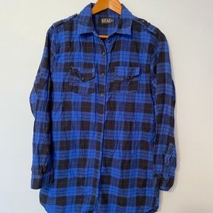 Blue Age Plaid LS Shirt Large Blue Black
